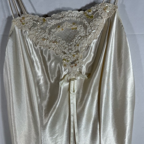 Vintage Cacique 2 Piece Lingerie Pinoir Set Nylon & Satin Bridal Set Beaded Lace - Picture 7 of 12